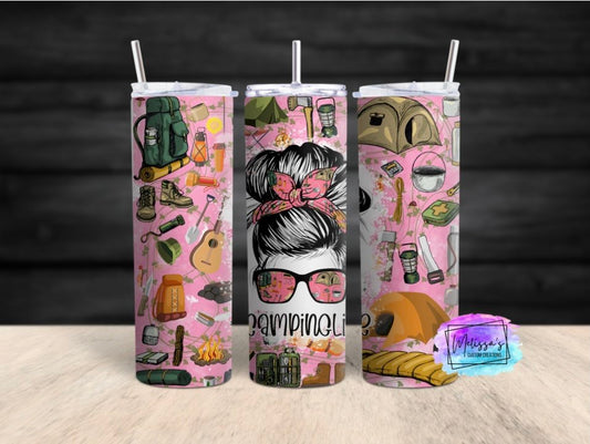 Camping Life Messy Bun Tumbler