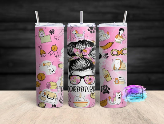 Pet Groomer Messy Bun Tumbler