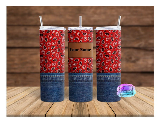 Red Bandana Jeans (Personalized) Tumbler