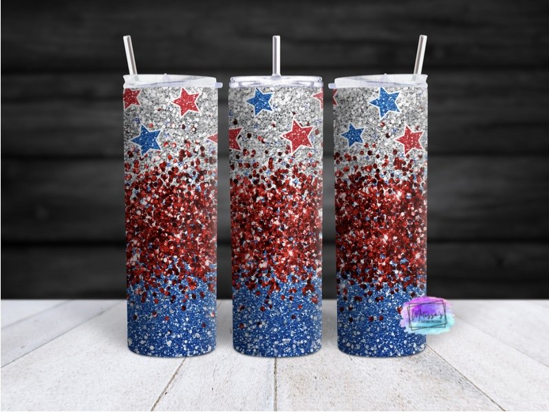 Patriotic Glitter Tumbler