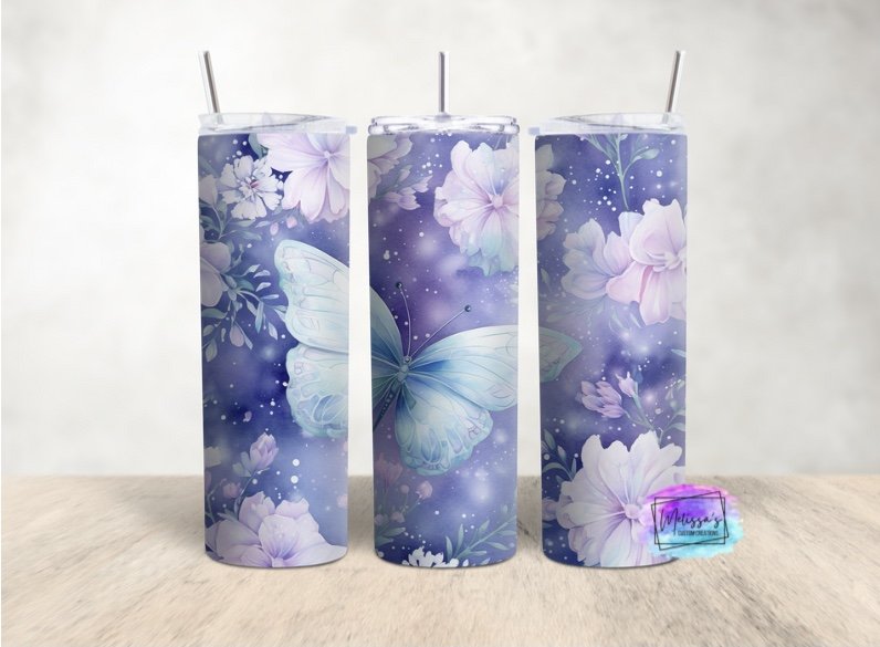 Floral Butterfly Tumbler (2 colors to choose from)