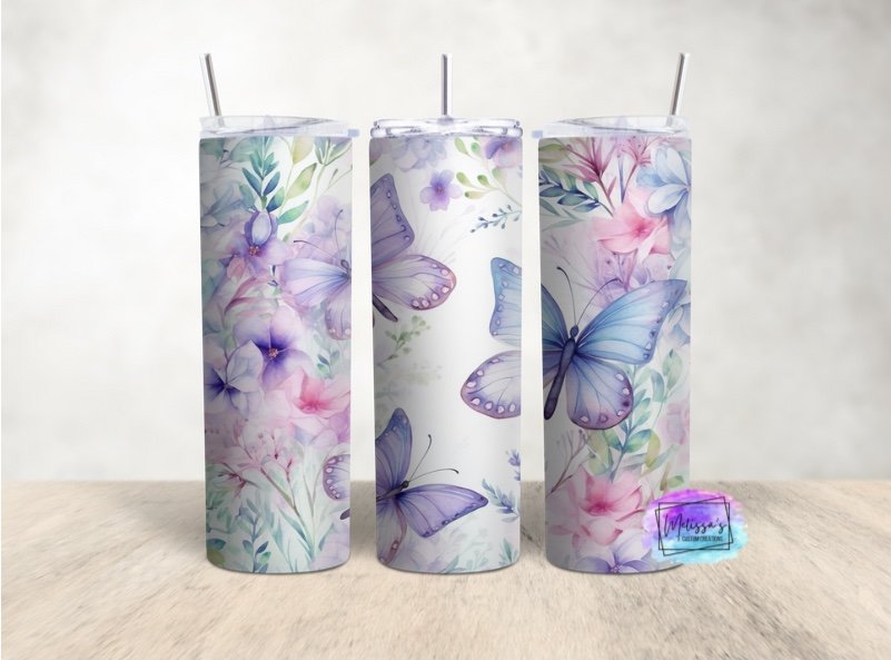Floral Butterfly Tumbler (2 colors to choose from)
