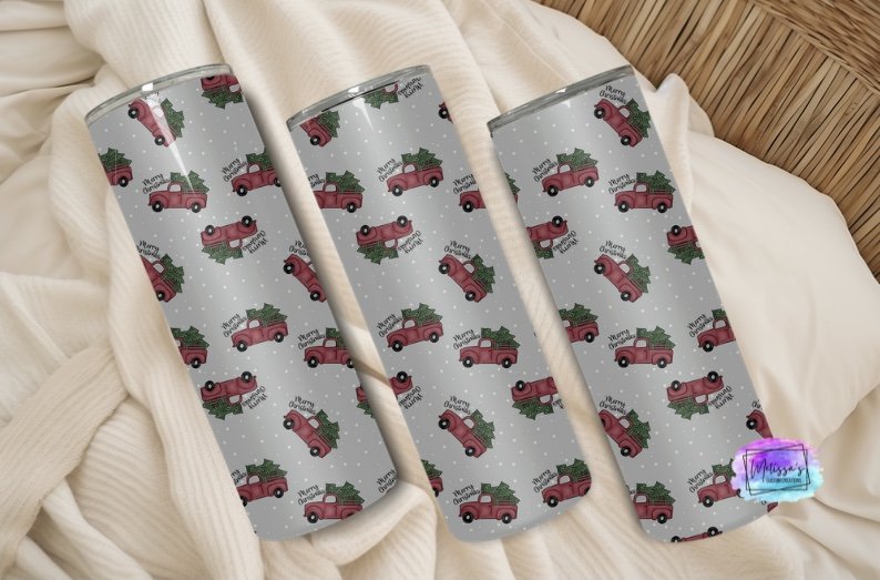 Merry Christmas Red Truck Tumbler