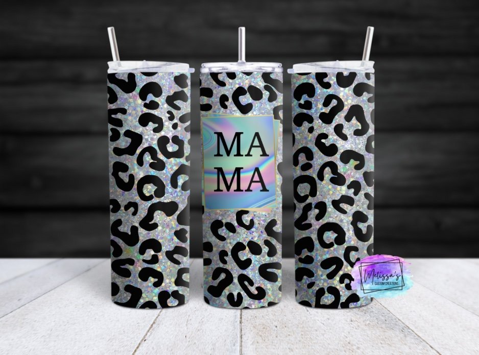 Glitter Leopard Mama Tumbler
