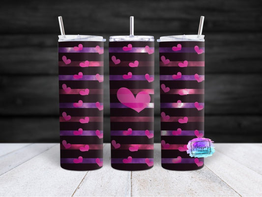 Pink Hearts and Stripes Tumbler