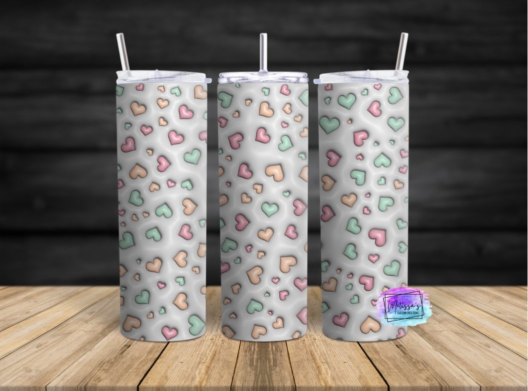 3D Inflated Hearts Tumbler