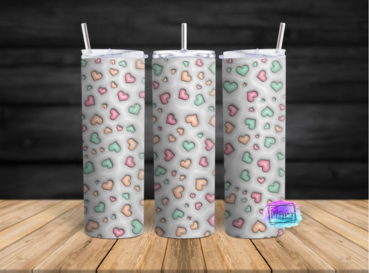 3D Inflated Hearts Tumbler