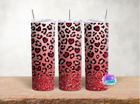 Red Hearts Leopard Tumbler