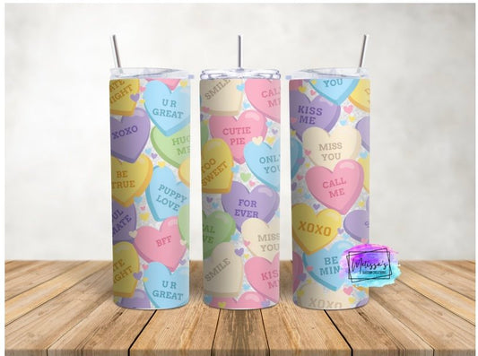 Pastel Candy Hearts Tumbler