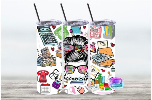Accountant Messy Bun Tumbler