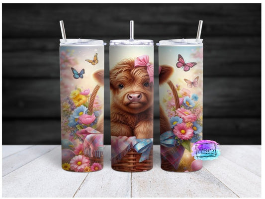 Easter/Spring Highland Cow Tumbler
