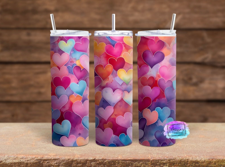 Colorful Hearts Tumbler