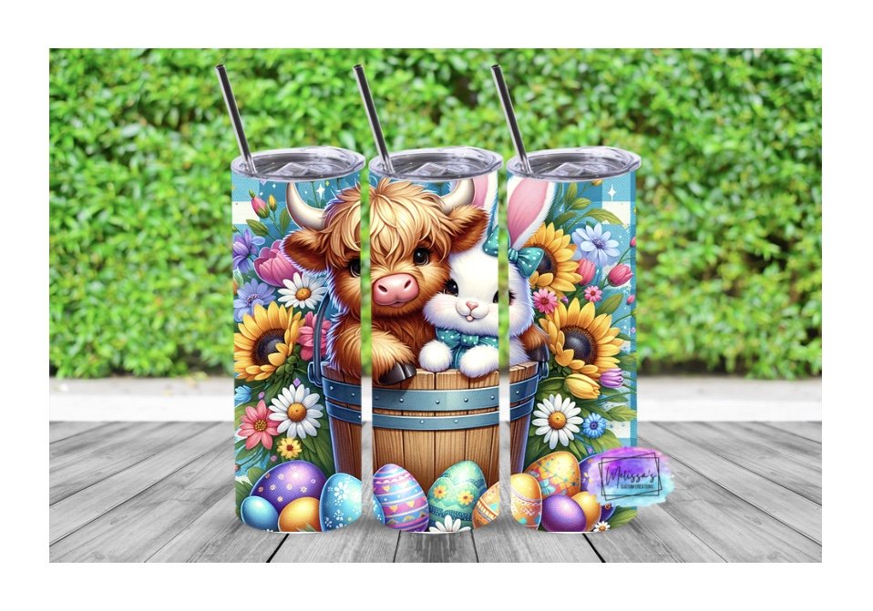 Highland Cow/ Bunny Easter Tumbler