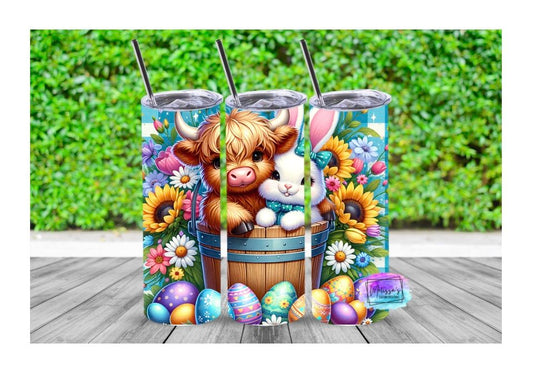 Highland Cow/ Bunny Easter Tumbler