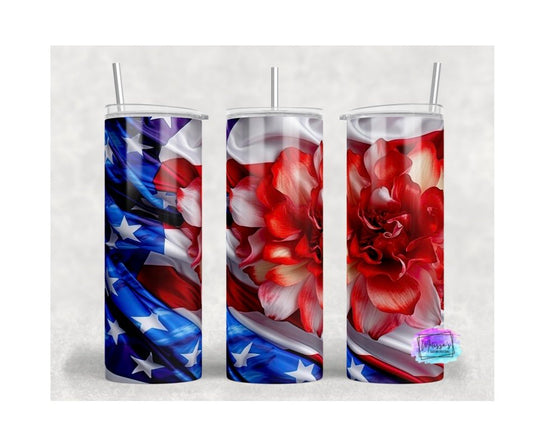 Patriotic Flower Tumbler