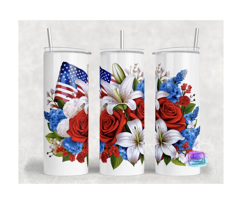 Patriotic Flowers Tumbler