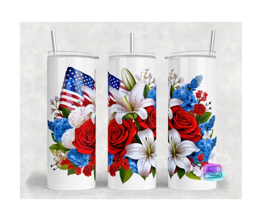 Patriotic Flowers Tumbler