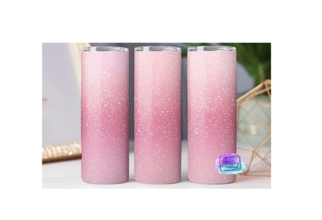 Pink Ombre Glitter Sublimation Tumbler