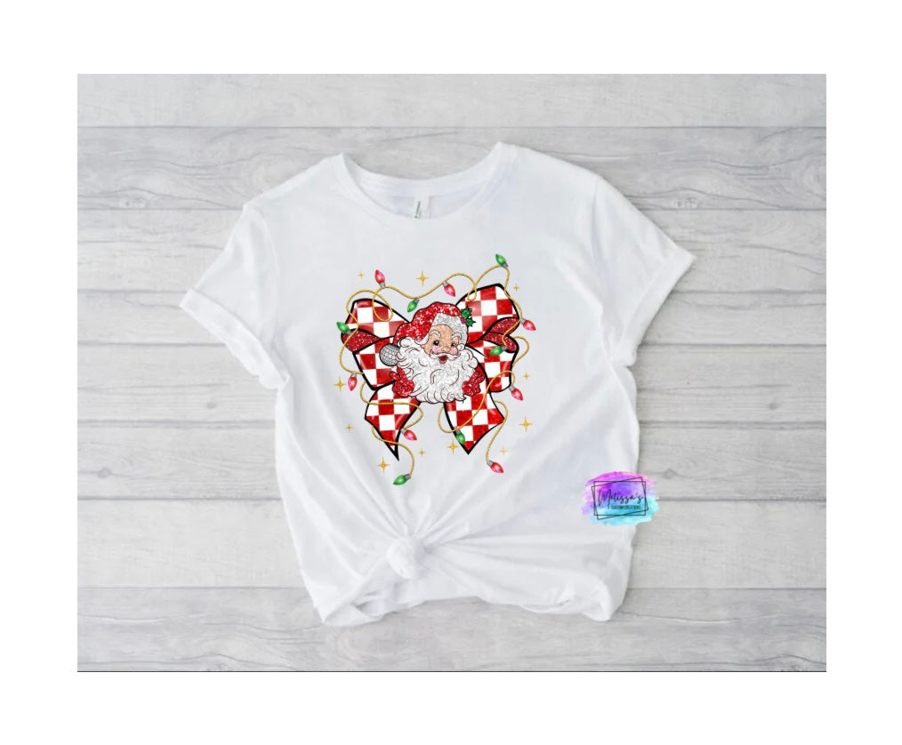Retro Santa Coquette Bow T-Shirt