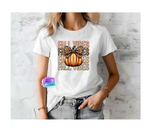 Fall Vibes Pumpkin Bow T-Shirt