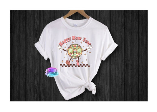 Retro Happy New Year Disco Ball T-Shirt