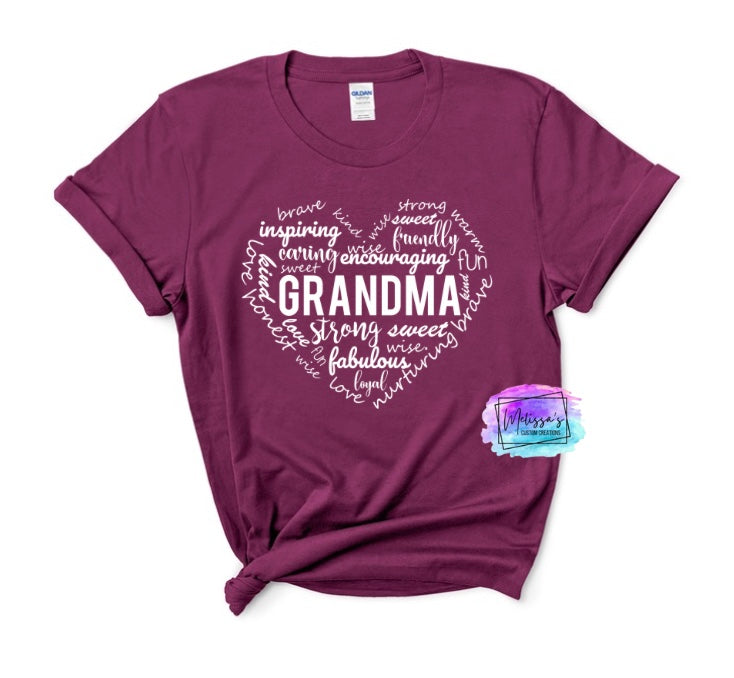 Grandma Words Heart T-Shirt