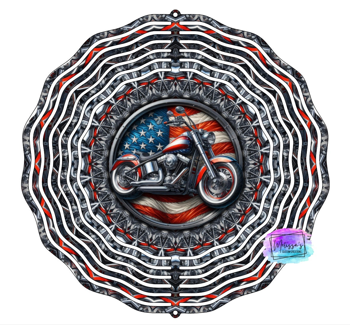 Patriotic Motorcycle Wind Spinner
