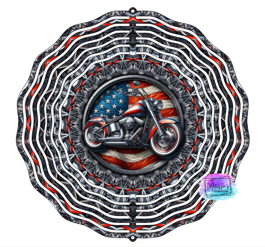 Patriotic Motorcycle Wind Spinner