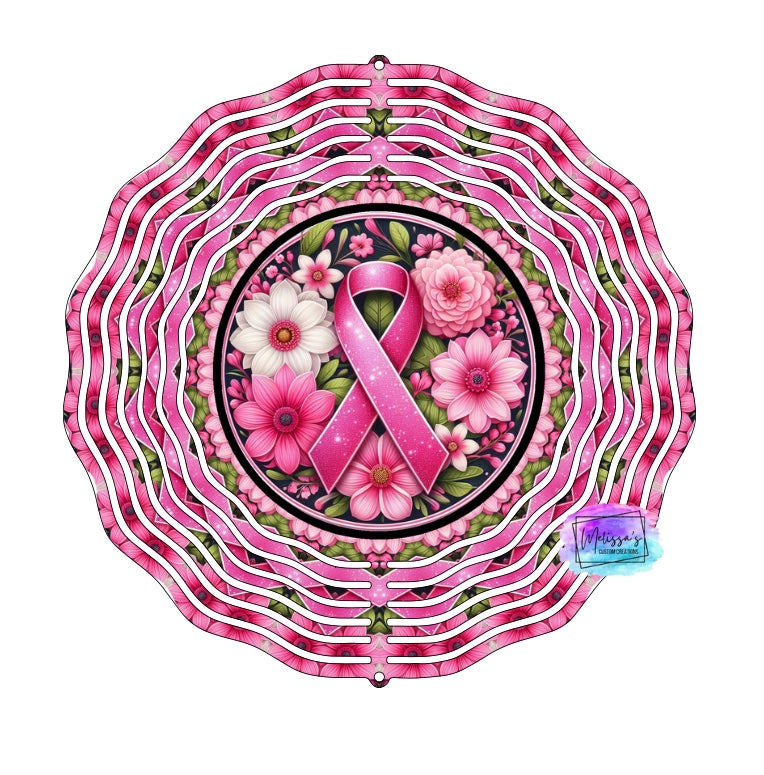 Breast Cancer Awareness Ribbon Wind Spinner