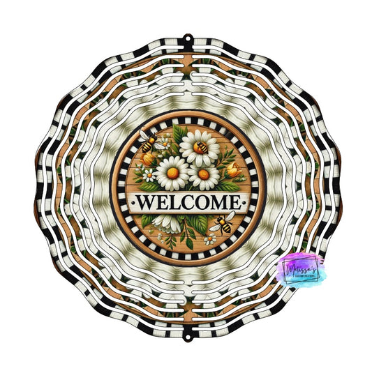 Daisies and Bees Welcome Wind Spinner