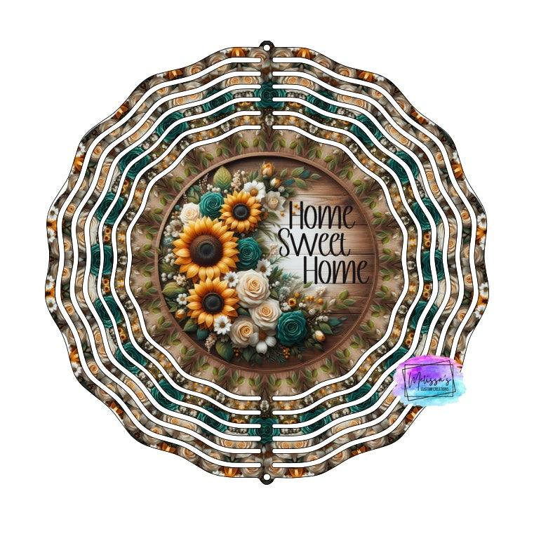 Floral Home Sweet Home Wind Spinner
