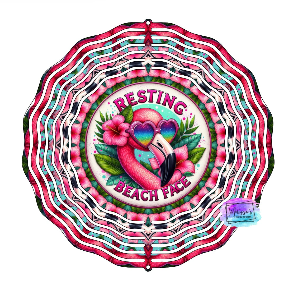 Flamingo Resting Beach Face Wind Spinner