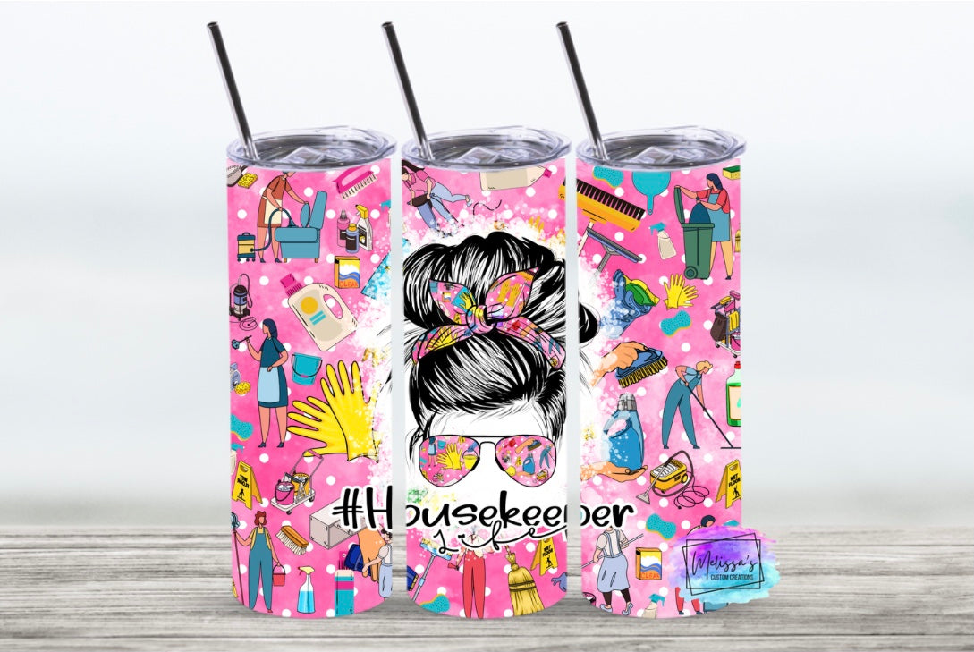 Housekeeper Messy Bun Tumbler