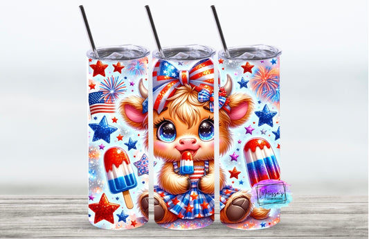 Patriotic Cow Tumbler