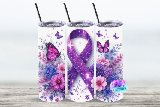Domestic Violence Awareness Ribbon/ Butterflies Tumbler