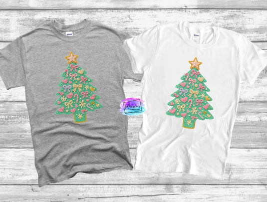 Coquette Crochet Yarn Christmas Tree T-Shirt