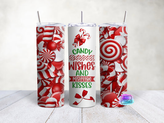 Candy Cane Wishes and Mistletoe Kisses Tumbler