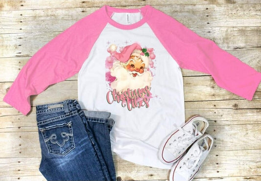 Pink Vintage Santa Vibes Shirt