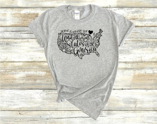 United States of America, Home Is Where the Heart Is T-Shirt