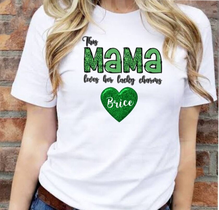 "This Mama Loves Her Lucky Charms" T-Shirt (Personalized)