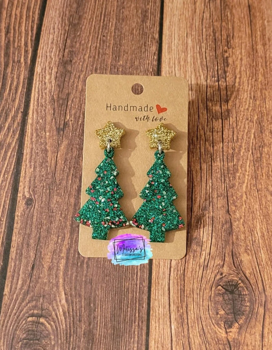 Christmas Tree Dangle Earrings