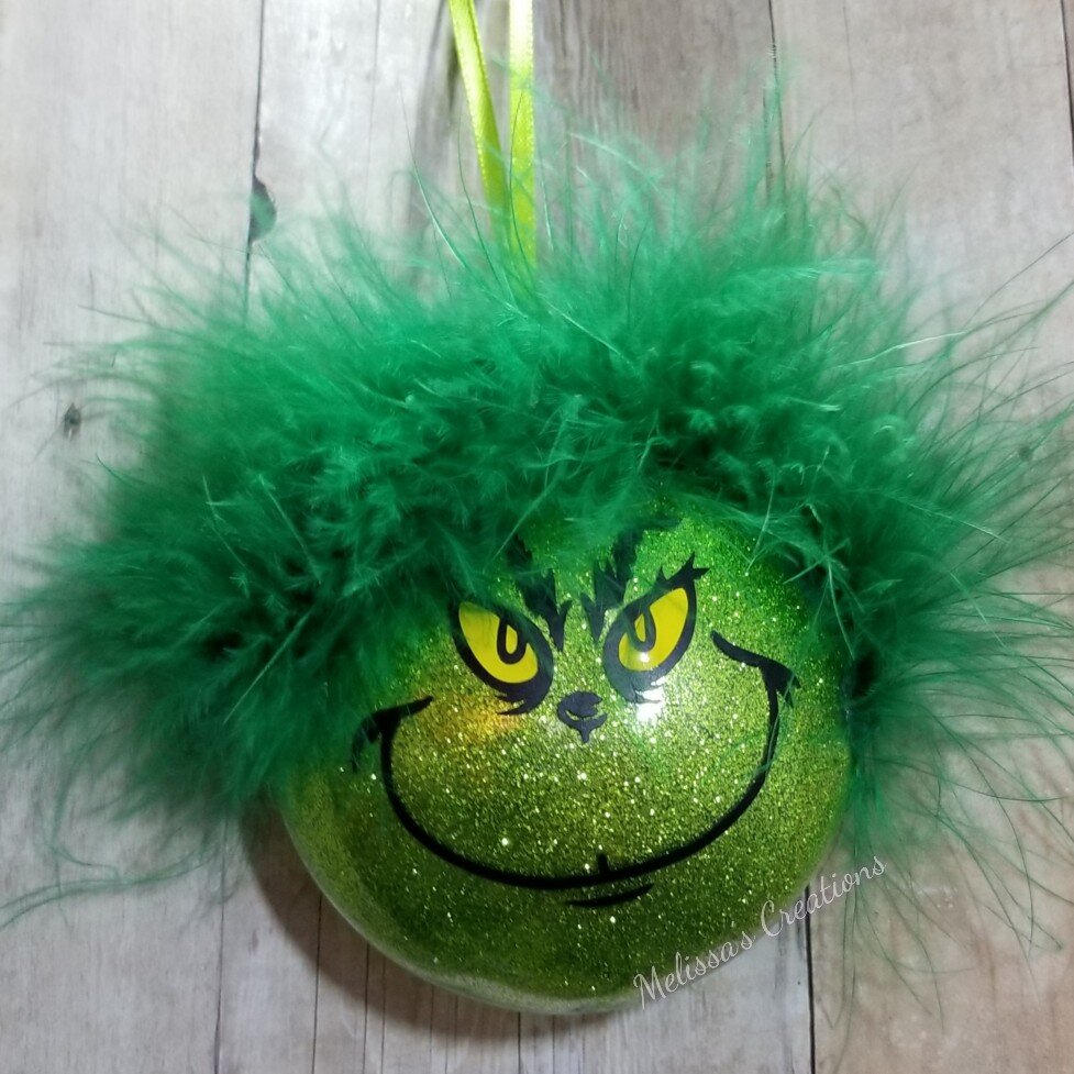 Grinch Inspired Ornament (READY TO SHIP)