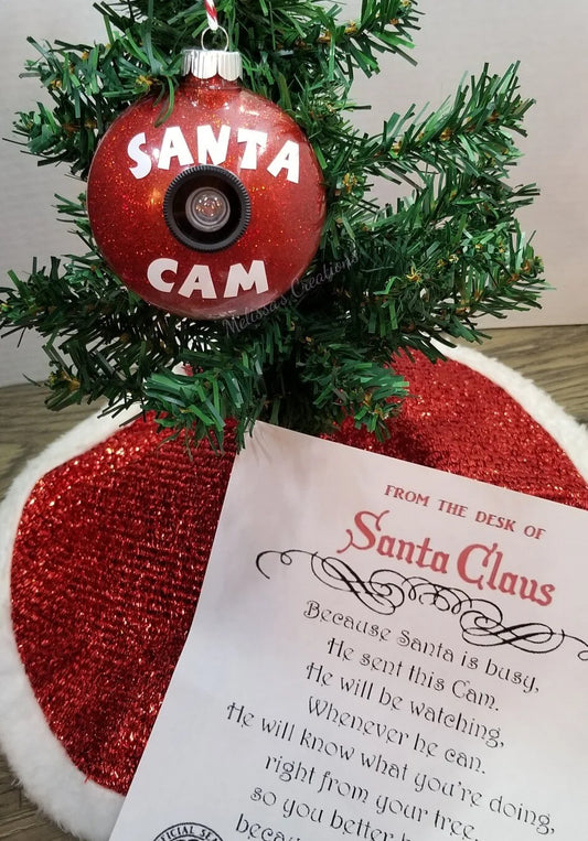 Santa Cam Ornament with a letter from Santa (READY TO SHIP)