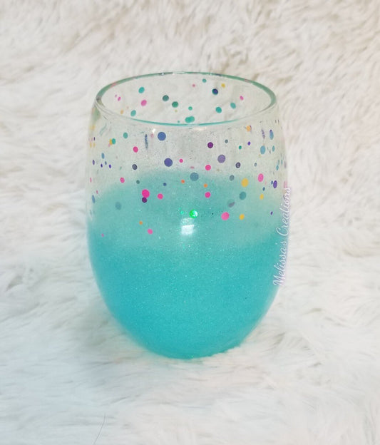 15oz. Glittered Stemless Wine Glass
