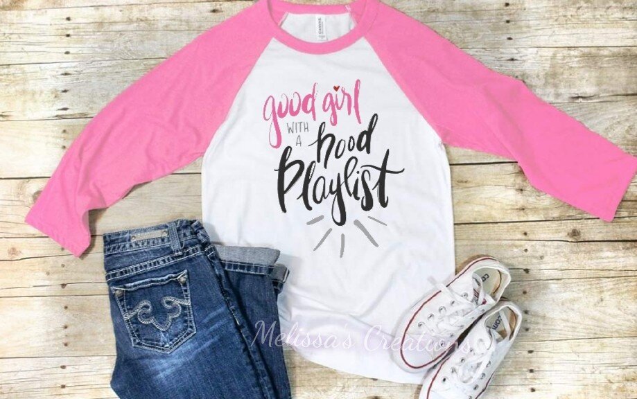 "Good Girl With A Hood Playlist" 3/4 Sleeve Raglan