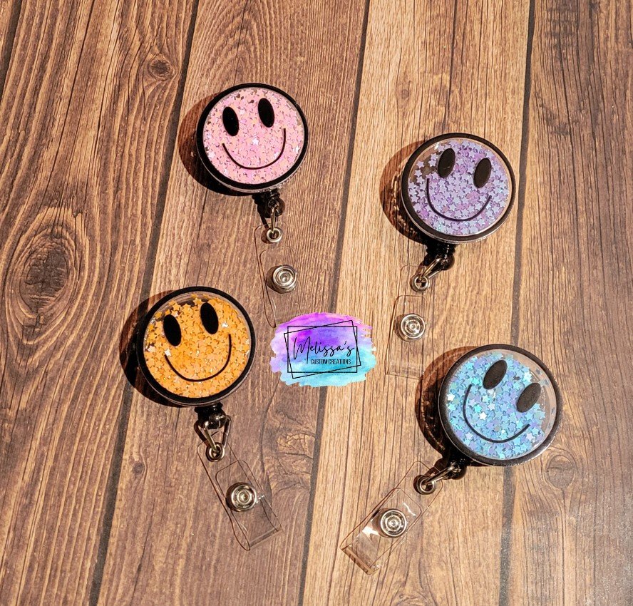 Smiley Face Badge Reel (READY TO SHIP)